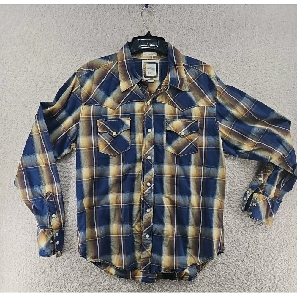 BKE Buckle Vintage Shirt  Mens XL Pearl Snaps Long Sleeve Plaid Western Slim